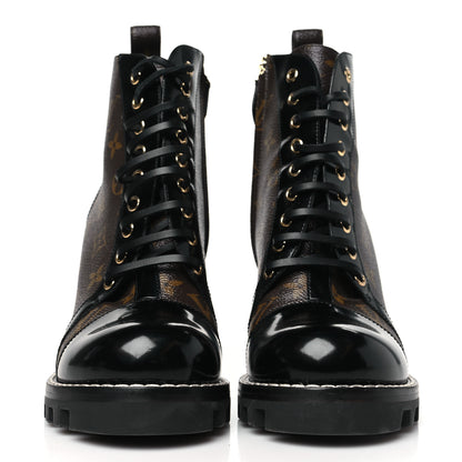 Louis Vuitton Patent Calfskin Monogram Star Trail Ankle Boots 40 Black 2 of 8
