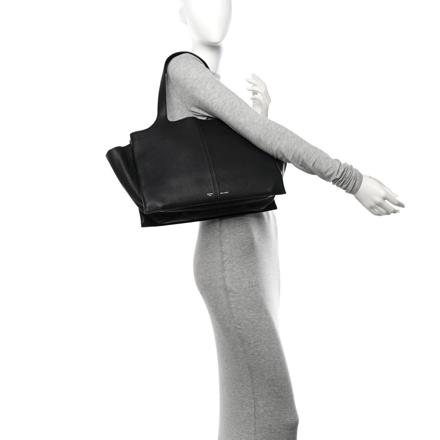 Celine Baby Grained Calfskin Medium Tri-Fold Bag Black 2 of 12