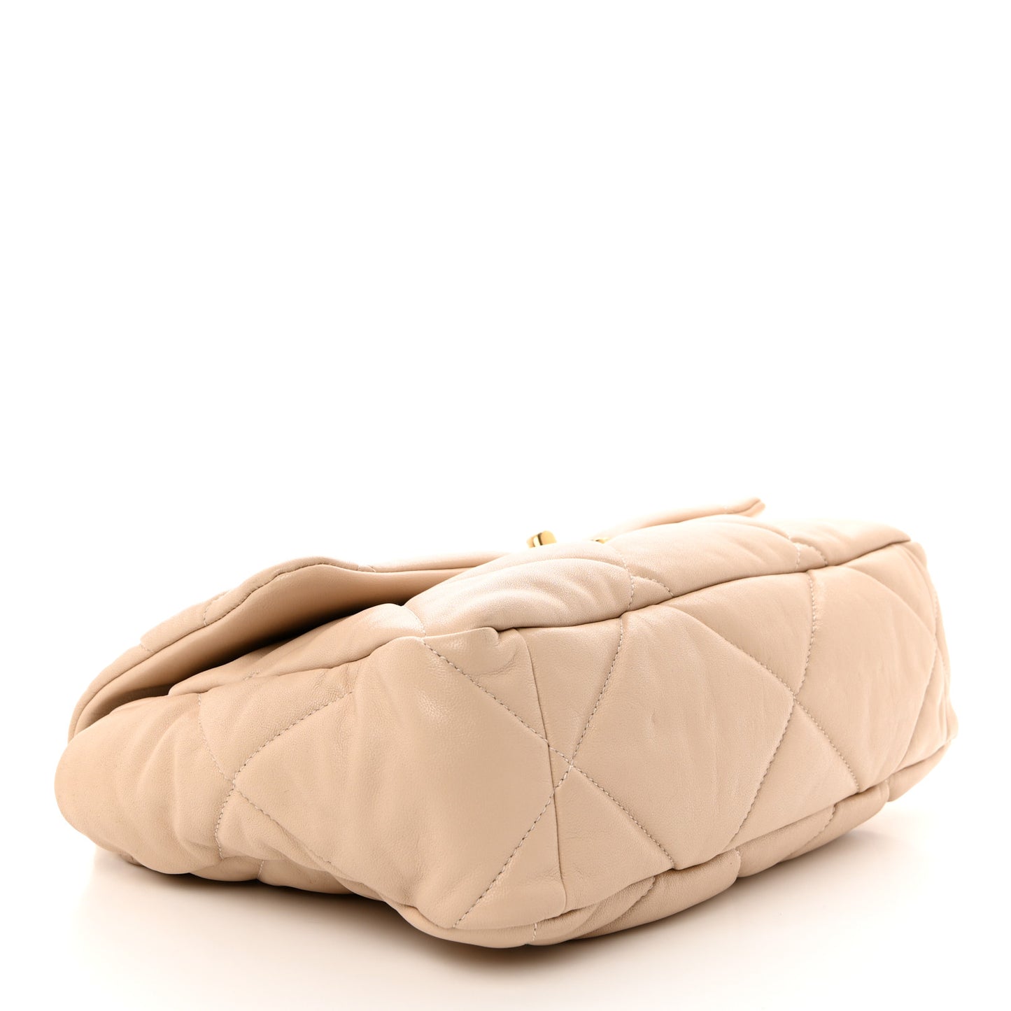 Goatskin Quilted Large Chanel 19 Flap Beige