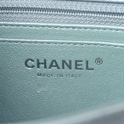 Chanel Iridescent Calfskin Quilted Mini Rectangular Flap Light Blue 6 of 10
