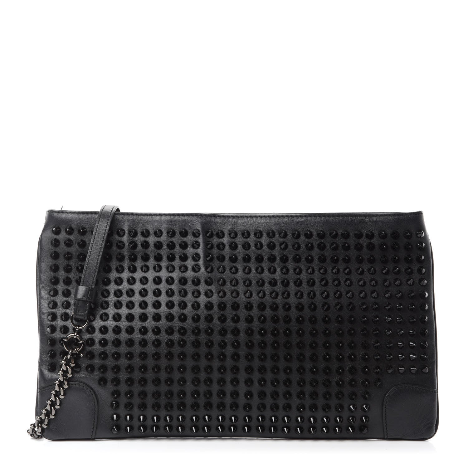 Christian Louboutin Calfskin Studded Loubiposh Clutch Black 1 of 12