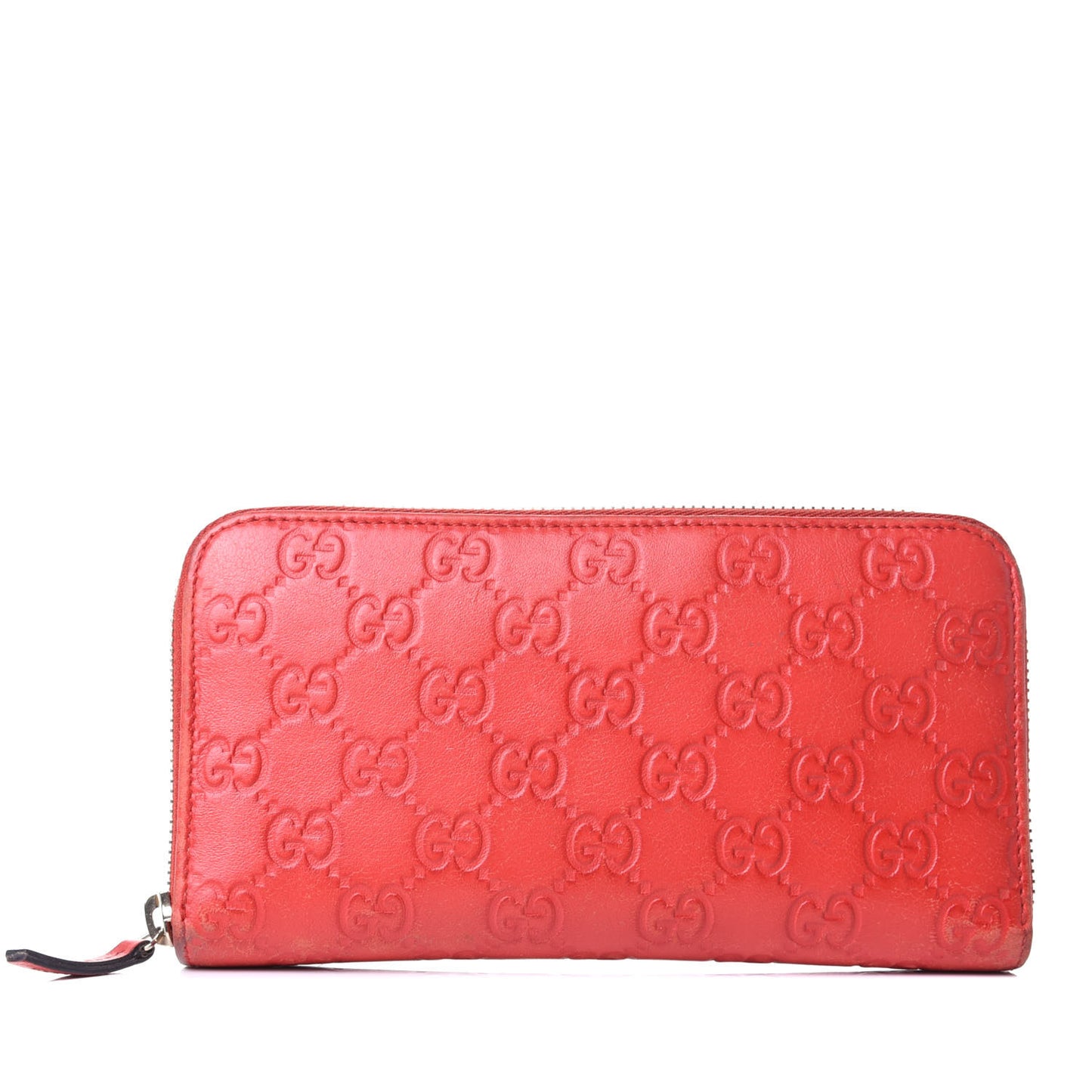 Guccissima Vitello Tender Zip Around Wallet Sporting Red