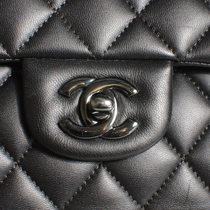 Chanel Lambskin Medium Double Flap Dark Metallic Grey 6 of 10
