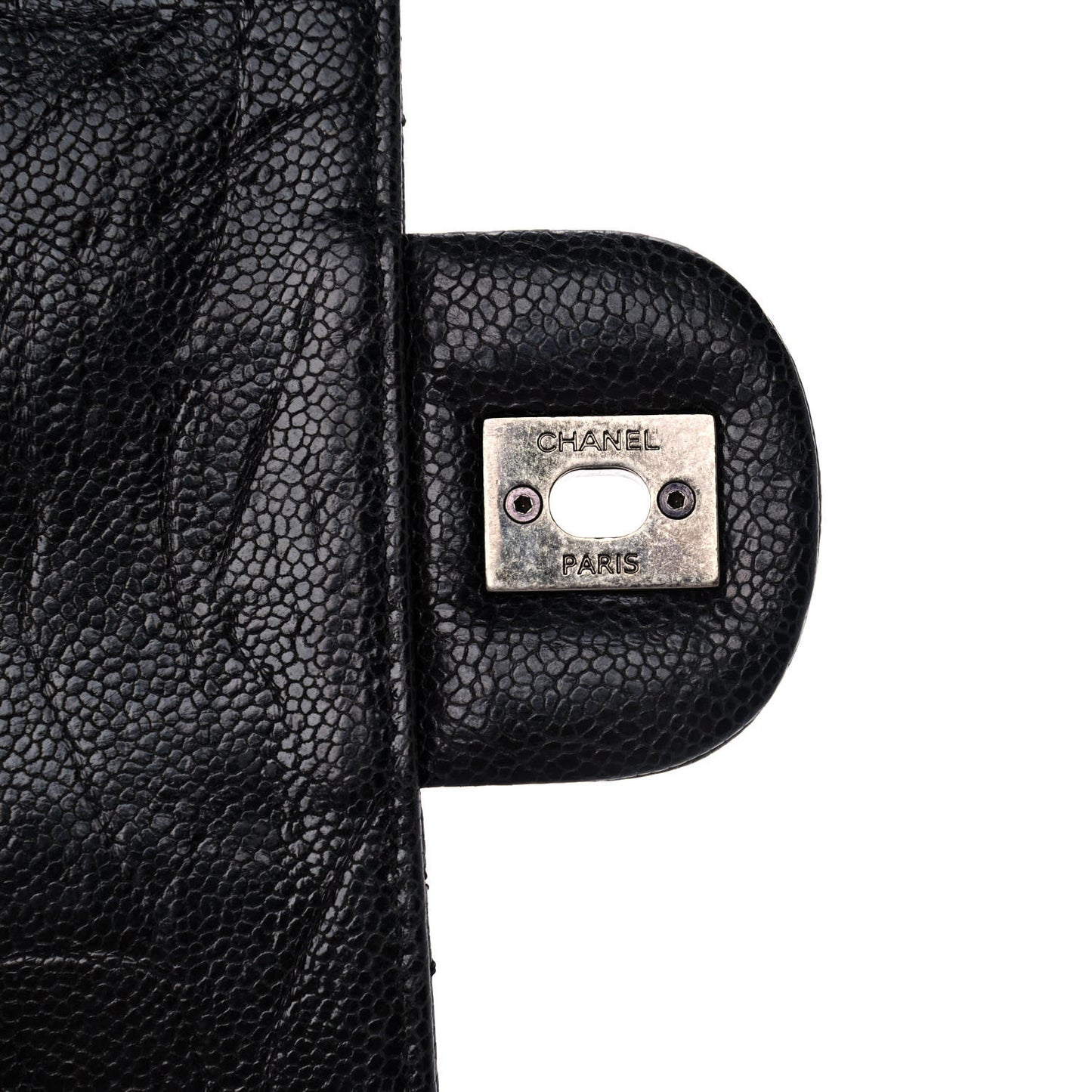 Crumpled Grained Calfskin Jumbo CC Crave Flap Black
