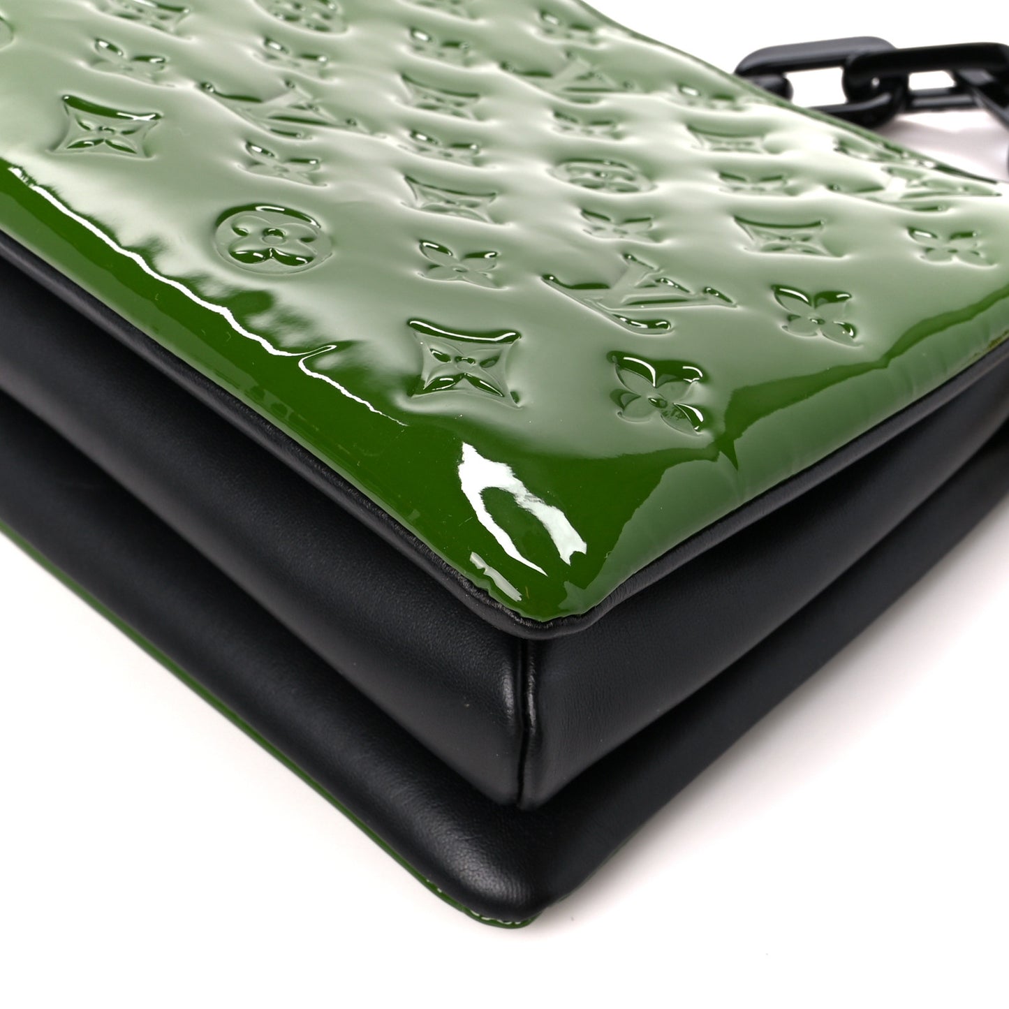 Patent Embossed Monogram Coussin PM Green Black
