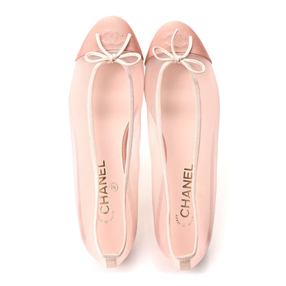 Chanel Mesh Grosgrain CC Cap Toe Ballerina Flats 41 Light Pink Dark Pink 2 of 9