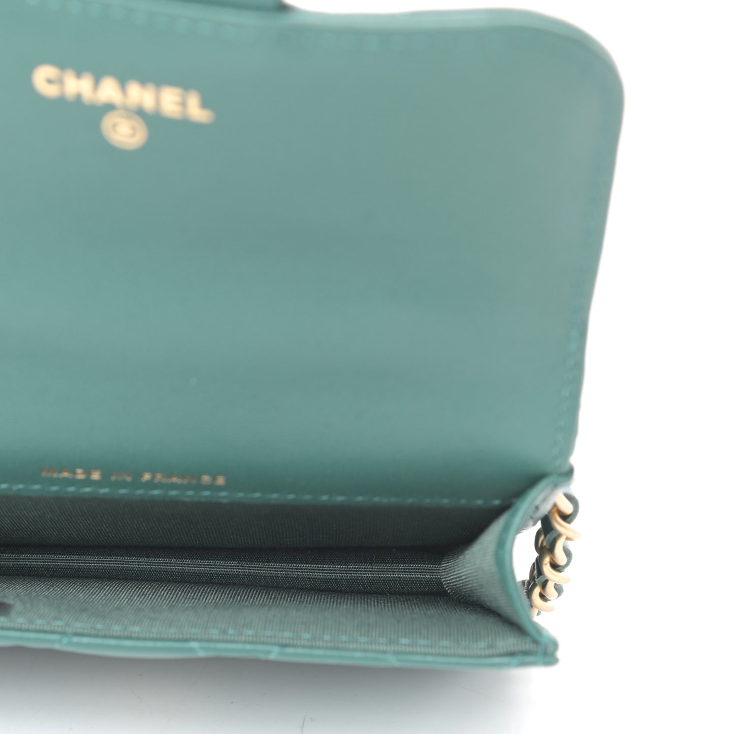 Lambskin Quilted Top Handle Flap Coin Purse With Chain Green