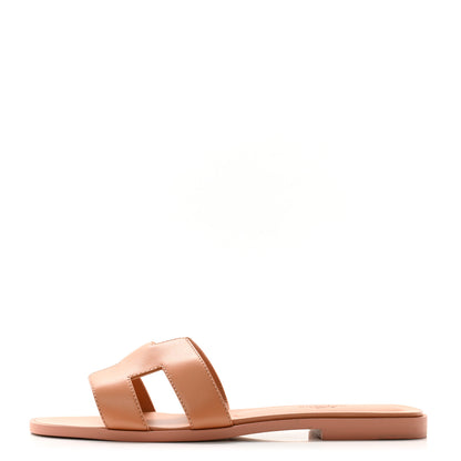 Hermes Box Calfskin Oran Sandals 37 Granit Rose 1 of 8