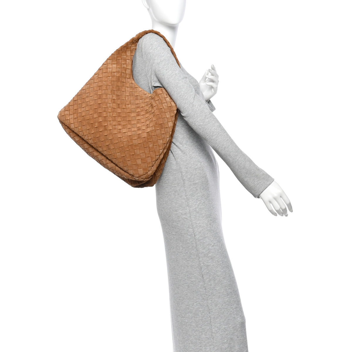 Bottega Veneta Suede Intrecciato Large Campana Shoulder Bag Amber 2 of 11