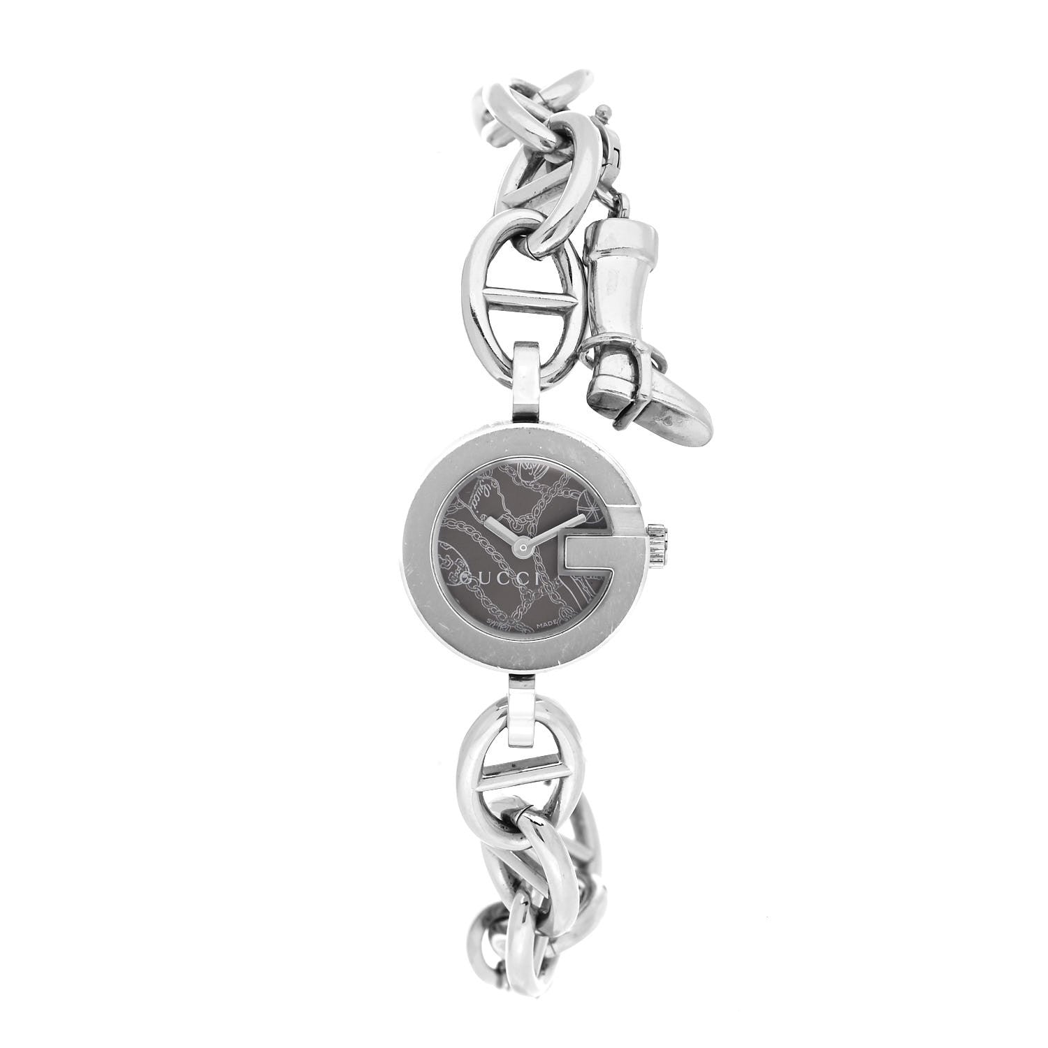 Gucci Stainless Steel 22mm G Charms Quartz Watch Brown 1 of 5