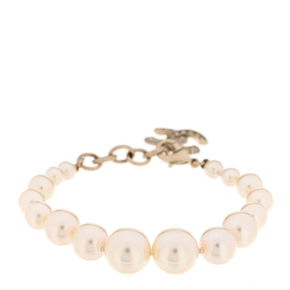 Chanel Graduated Pearl Crystal CC Bracelet Gold 1 of 4