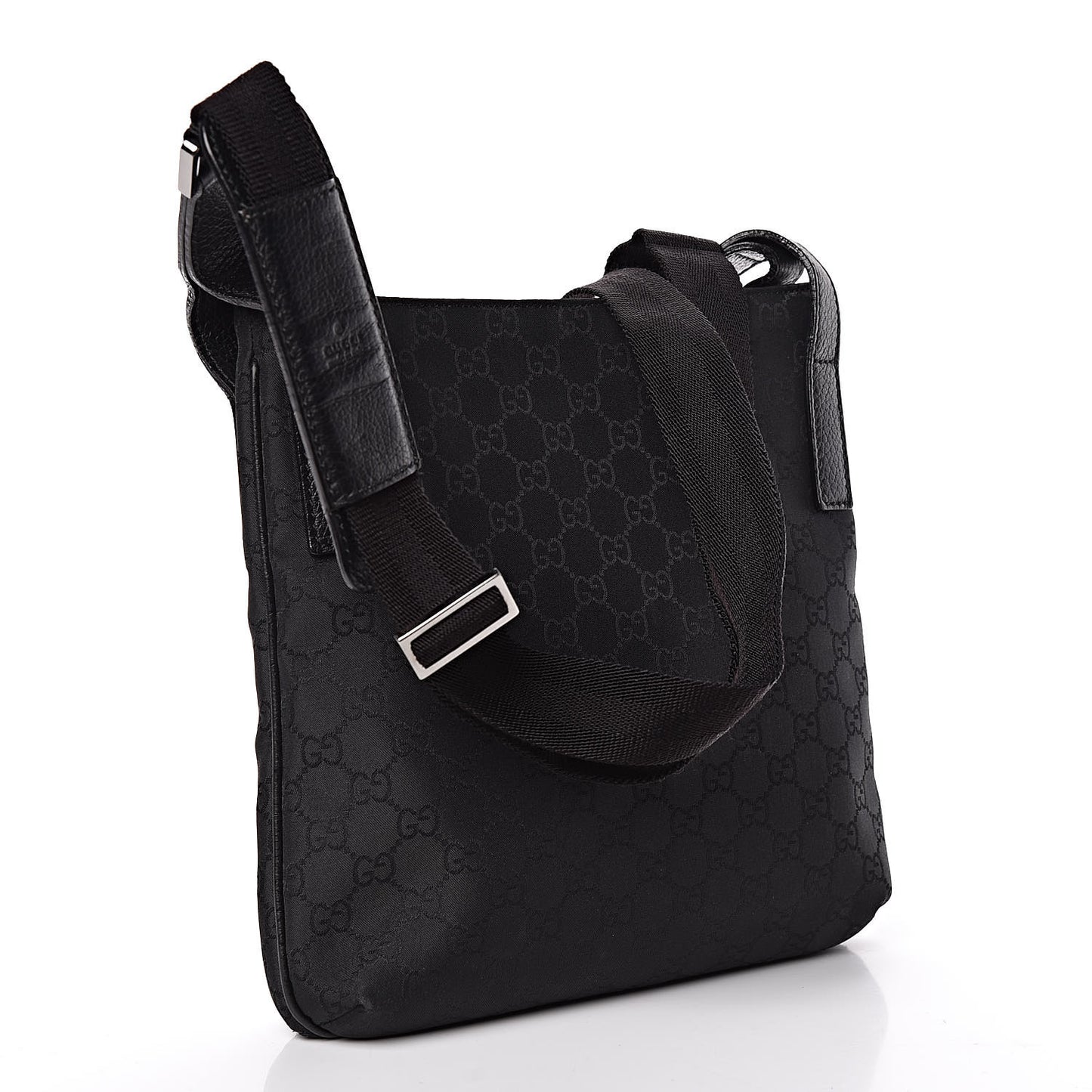 Nylon Monogram Flat Messenger Bag Black