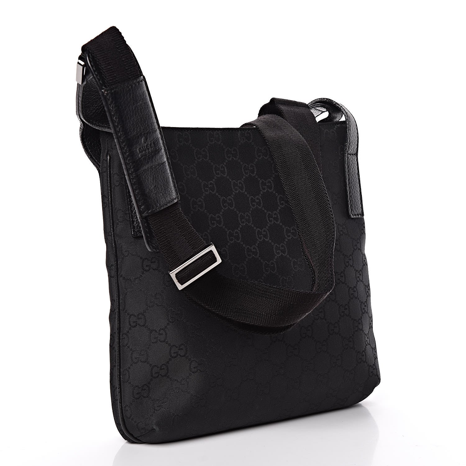 Gucci Nylon Monogram Flat Messenger Bag Black 3 of 12