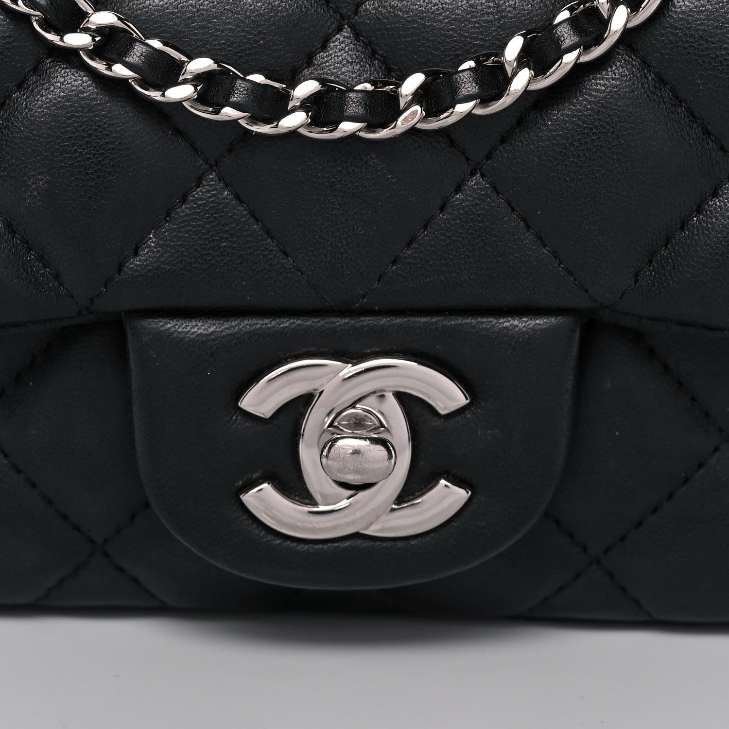 Chanel Lambskin Quilted Extra Mini Rectangular Flap Black 8 of 11