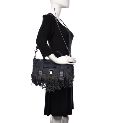 Proenza Schouler Lambskin Fringe Medium PS1 Satchel Midnight 3 of 29
