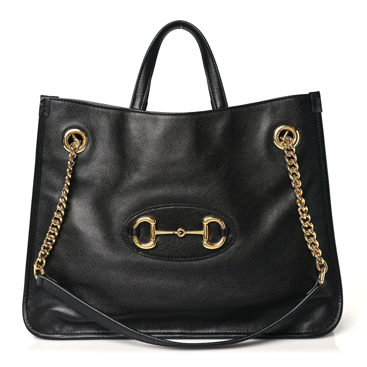 New Sakai Calfskin Lux Medium Horsebit 1955 Tote Bag Black