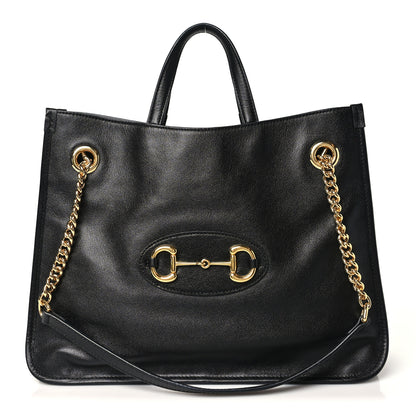 Gucci New Sakai Calfskin Lux Medium Horsebit 1955 Tote Bag Black 1 of 11