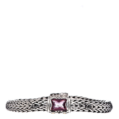 John Hardy Sterling Silver 18K Yellow Gold Pink Topaz Classic Chain Bracelet 1 of 5