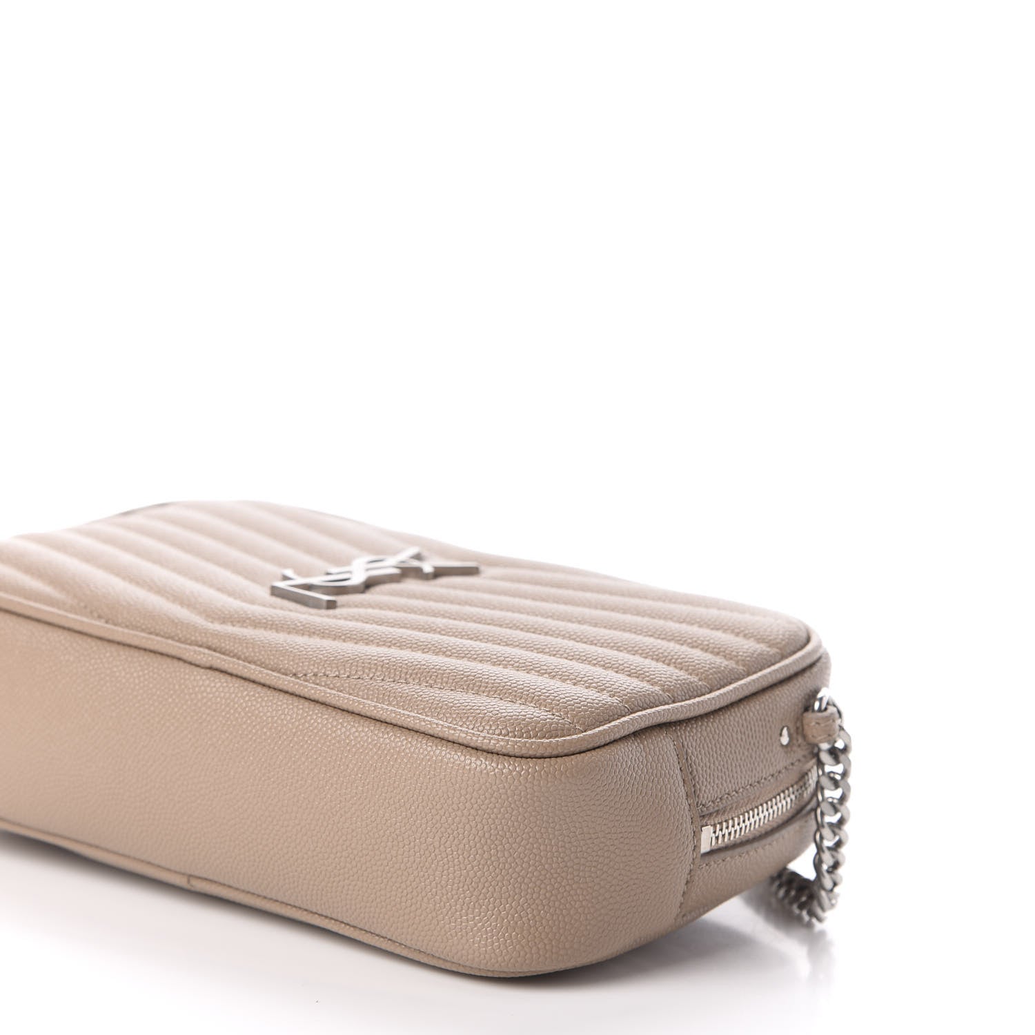 Saint Laurent Grain De Poudre Matelasse Monogram Mini Lou Camera Bag Dark Beige 7 of 11