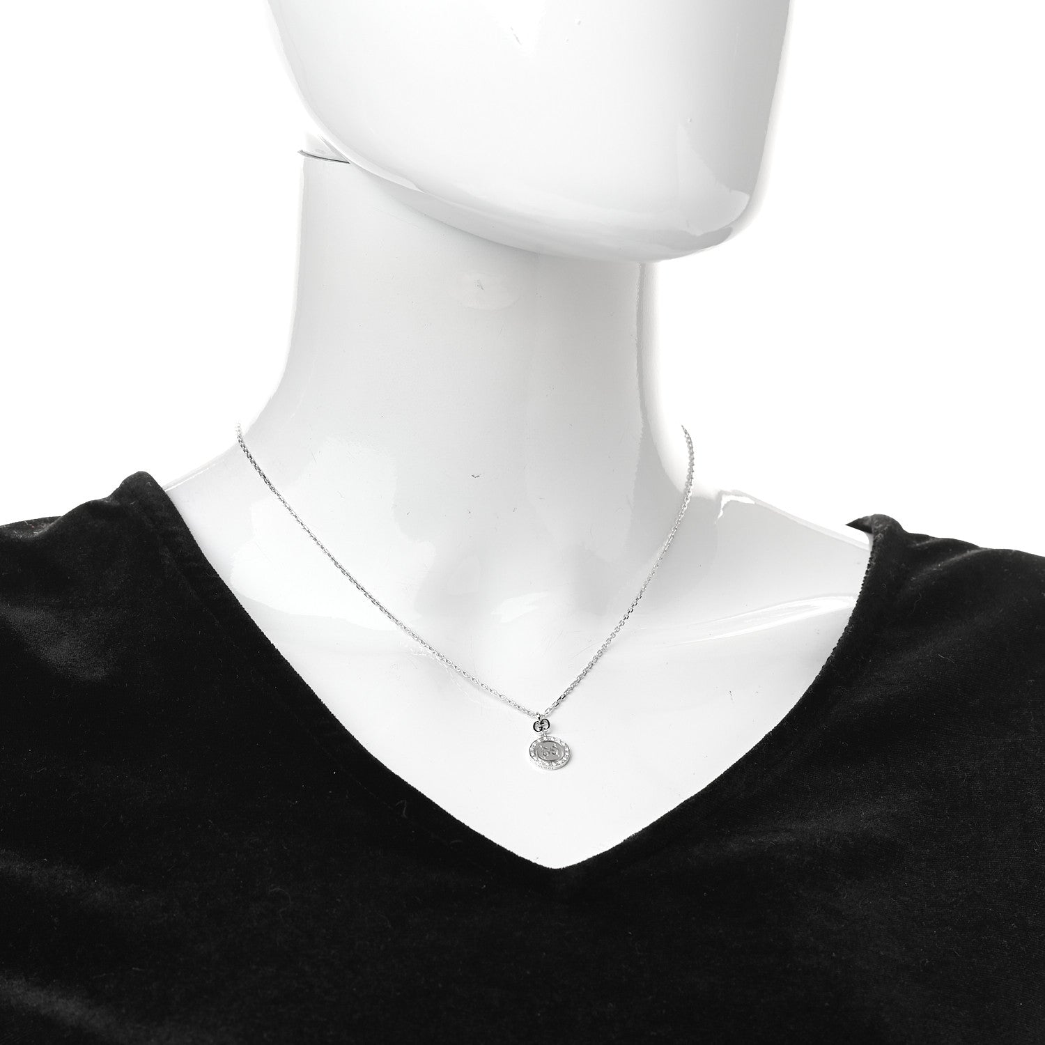 Gucci 18K White Gold Diamond 10mm Icon Twirl Pendant Necklace 2 of 4