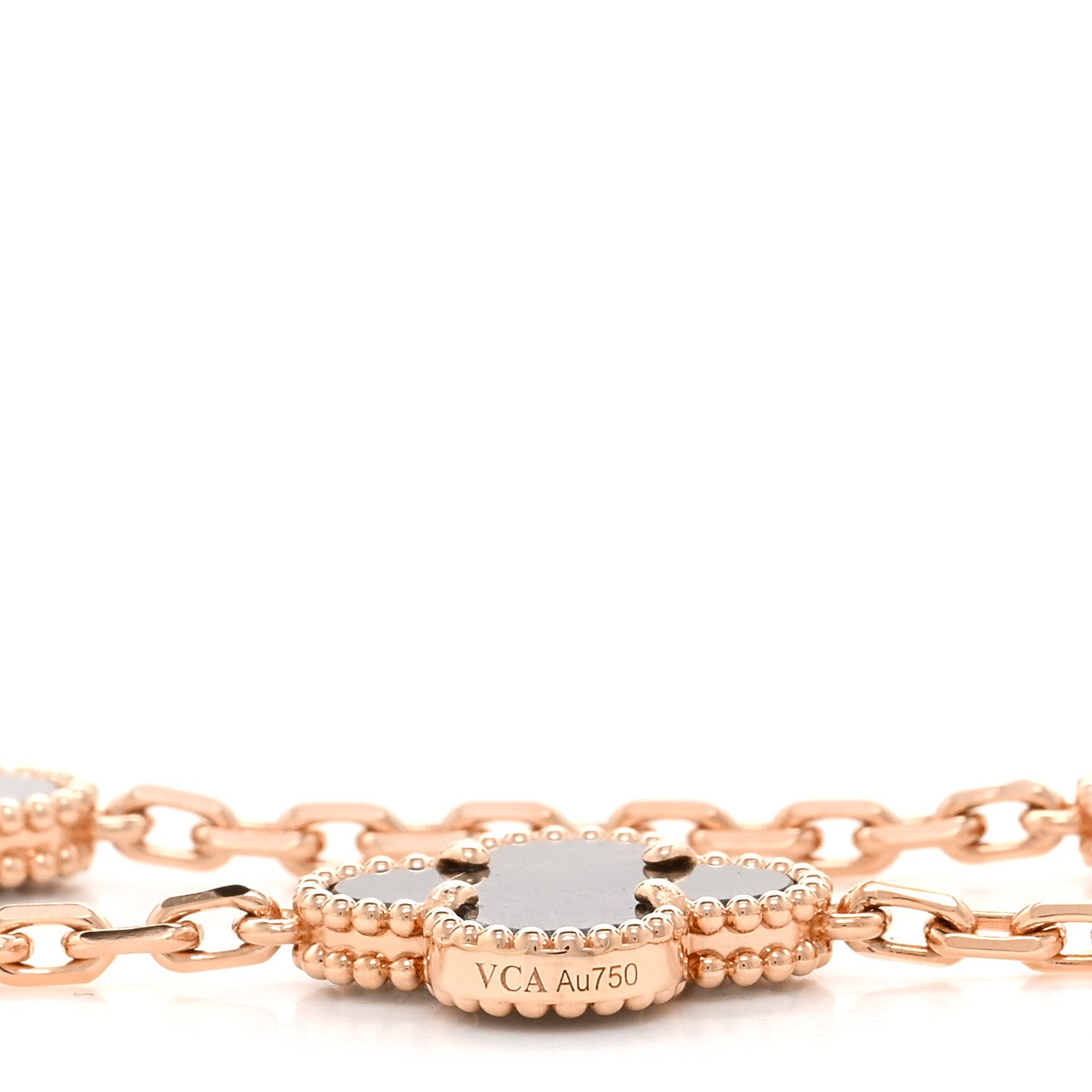 Van Cleef & Arpels 18K Rose Gold Silver Obsidian 20 Motifs Vintage Alhambra Necklace 5 of 7