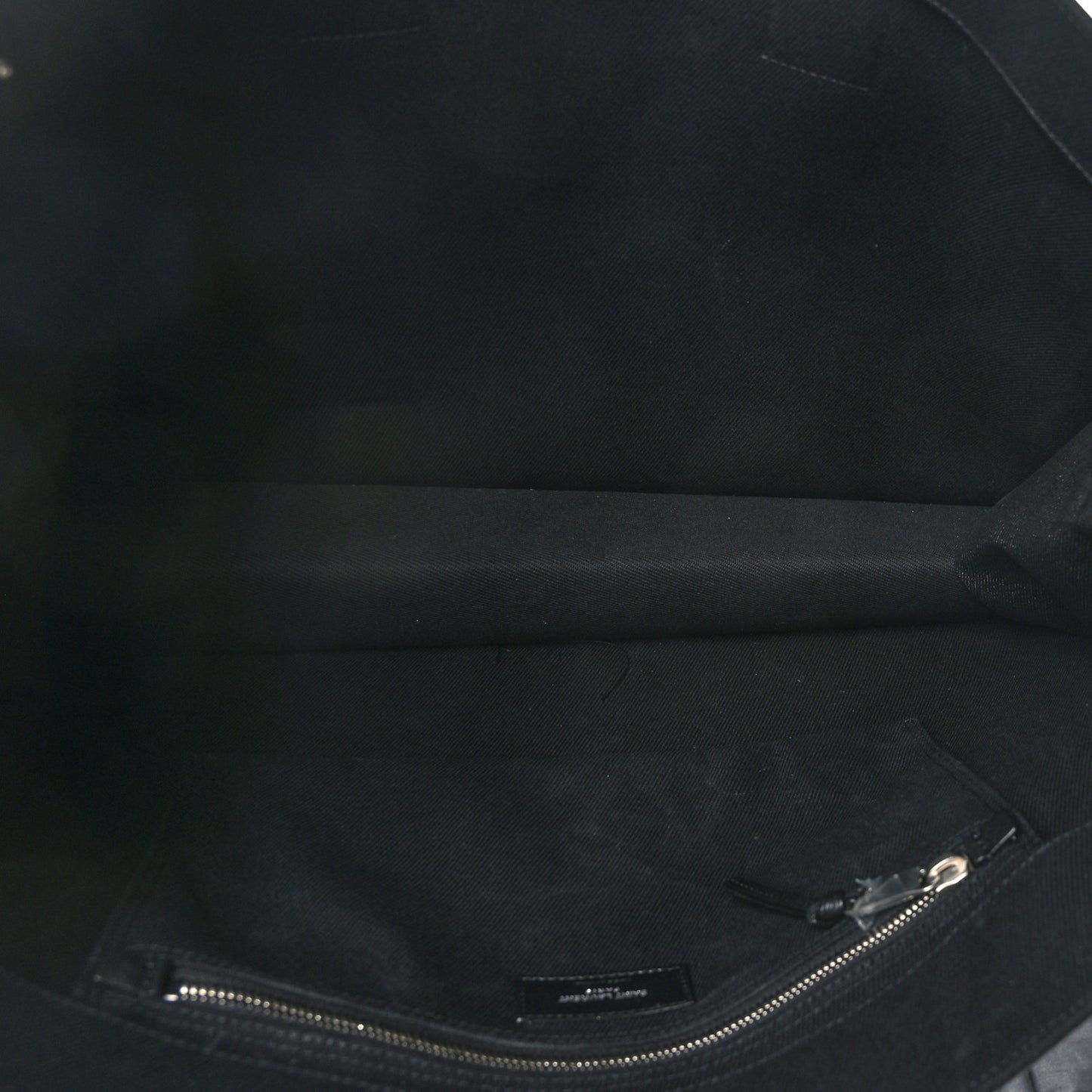 Linen Calfskin Rive Gauche Tote Black