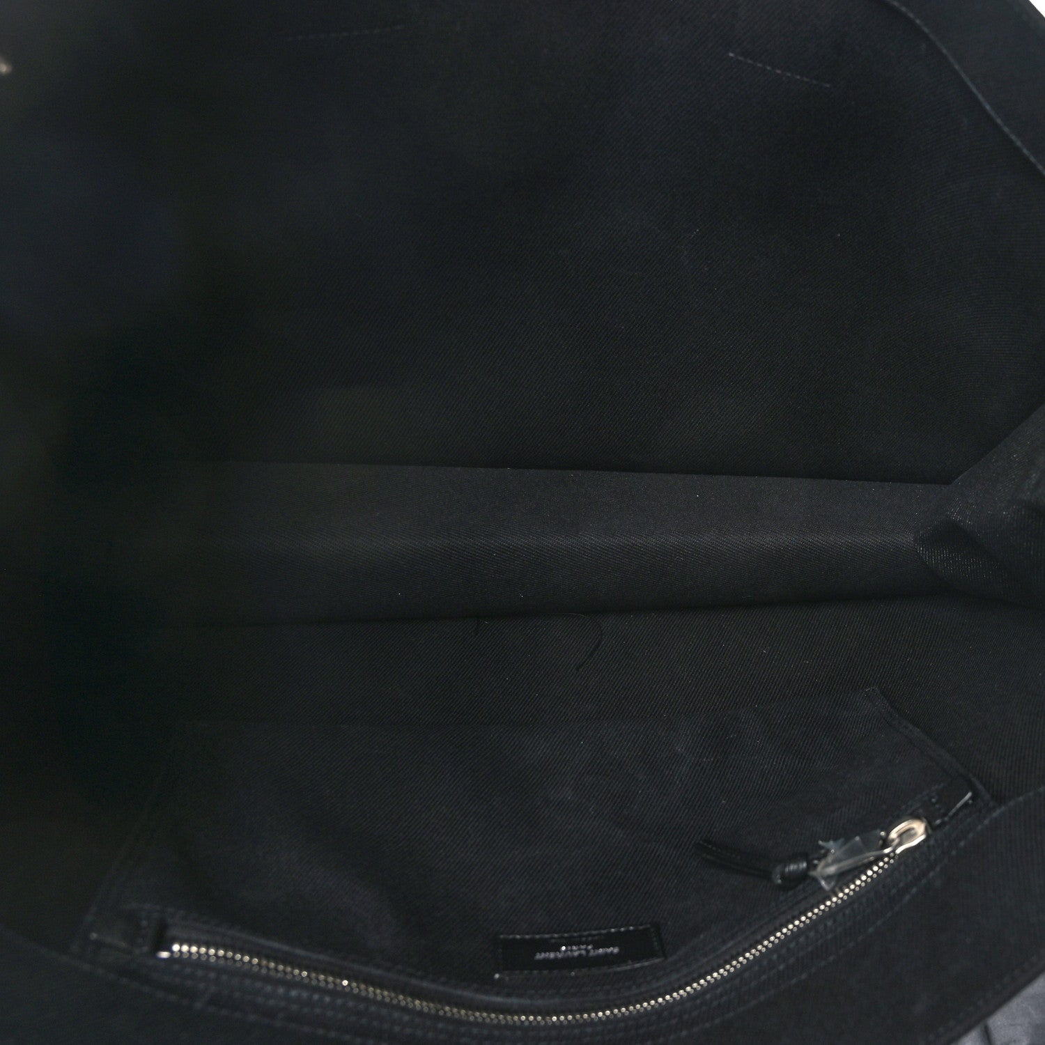 Saint Laurent Linen Calfskin Rive Gauche Tote Black 5 of 8