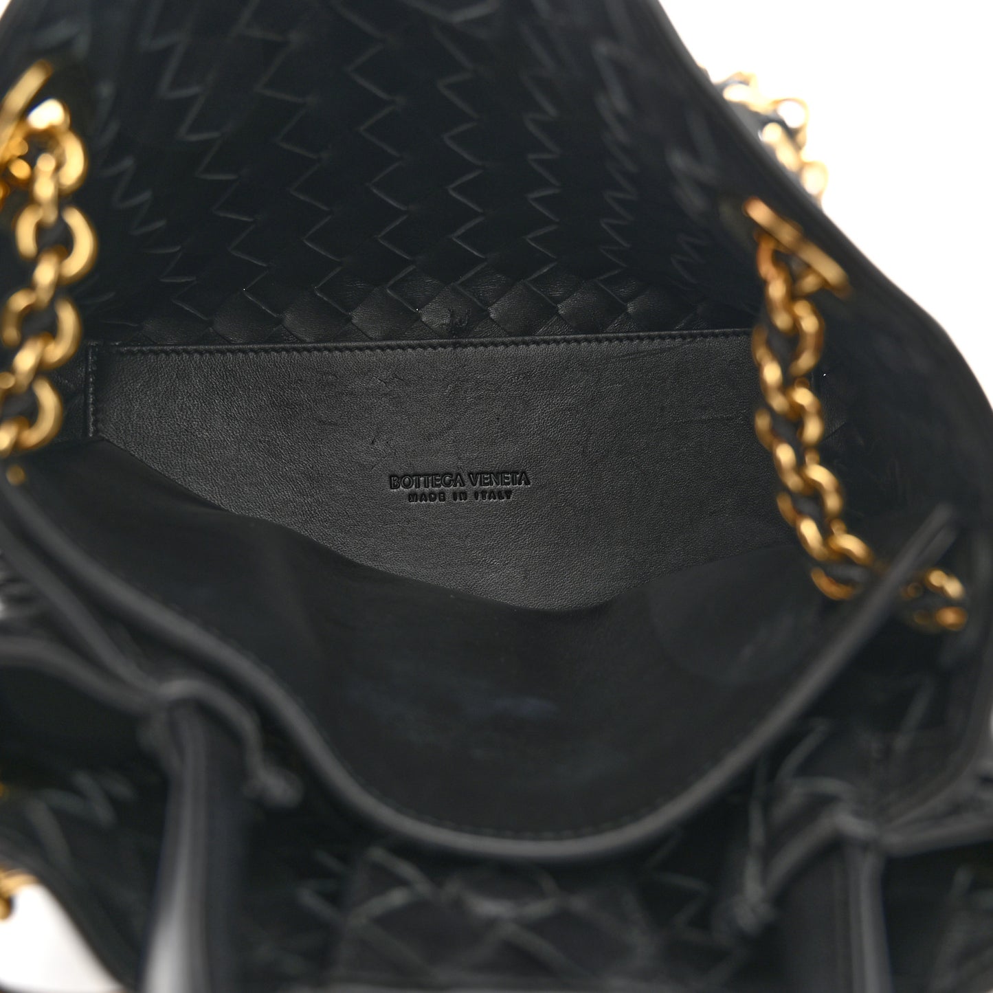 Nappa Intrecciato Small Andiamo With Chain Shoulder Bag Black
