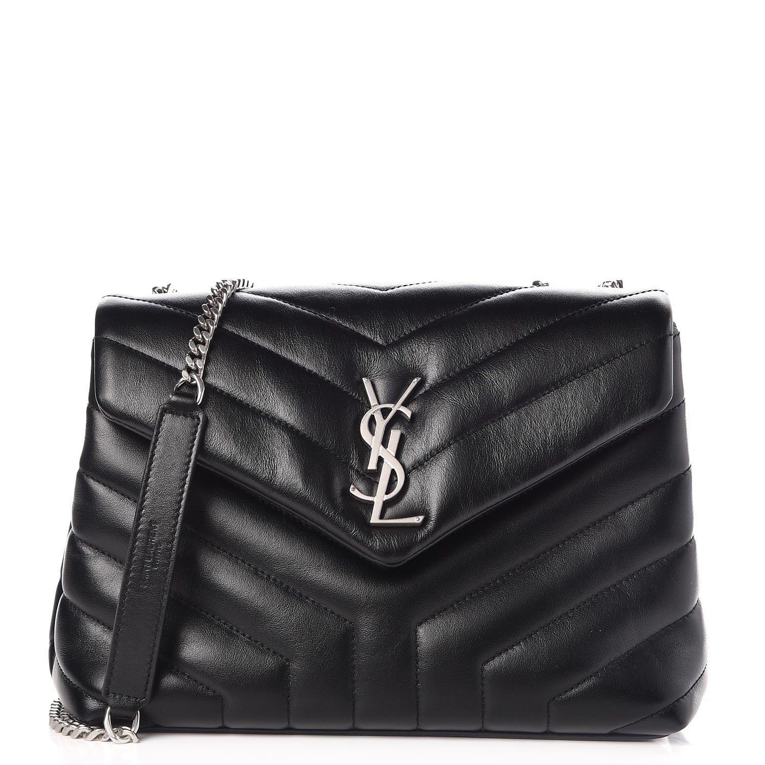 Saint Laurent Calfskin Y Quilted Monogram Small Loulou Chain Satchel Black 1 of 10
