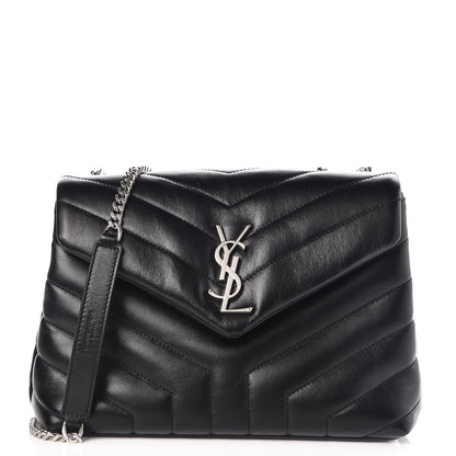 Saint Laurent Calfskin Y Quilted Monogram Small Loulou Chain Satchel Black 1 of 10
