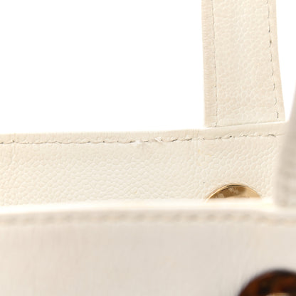 Chanel Caviar Wood Drawstring Bucket Bag White 15 of 15