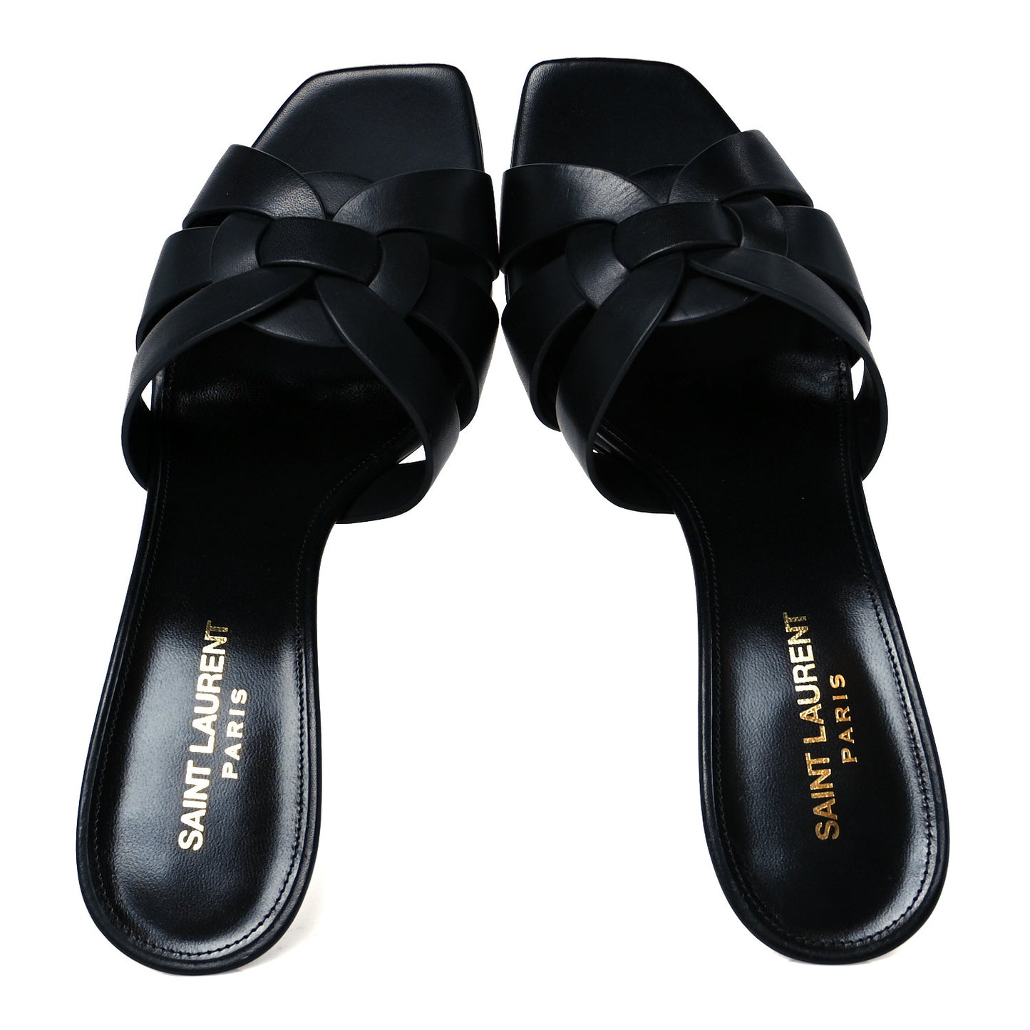 Calfskin Tribute 85 Slide Sandals 38.5 Black
