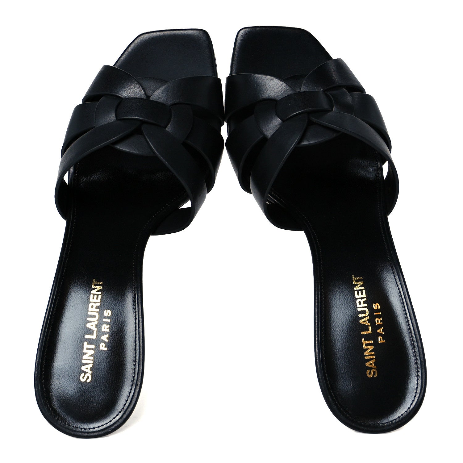 Saint Laurent Calfskin Tribute 85 Slide Sandals 38.5 Black 2 of 10