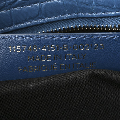 Balenciaga Calfskin Crocodile Embossed Classic Gold Hardware City Bleu Marine 7 of 10