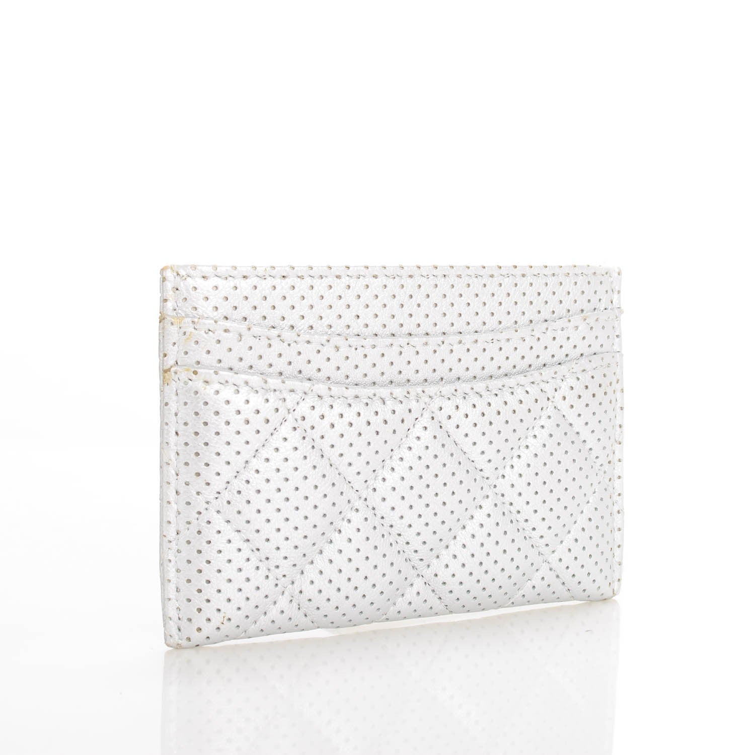 Chanel Perforated Lambskin Quilted Card Holder Light Silver 3 of 8