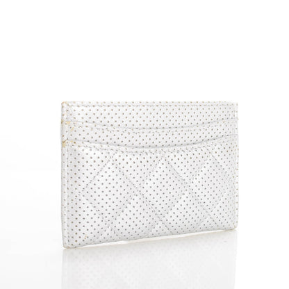 Chanel Perforated Lambskin Quilted Card Holder Light Silver 3 of 8