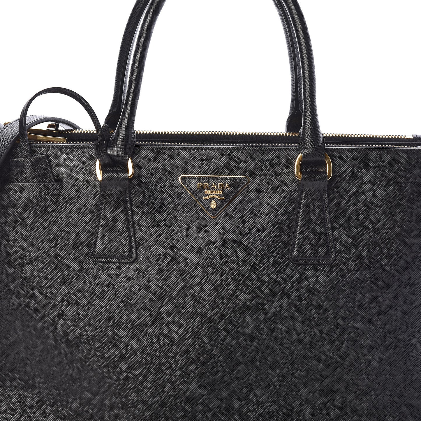 Saffiano Medium Galleria Double Zip Tote Black