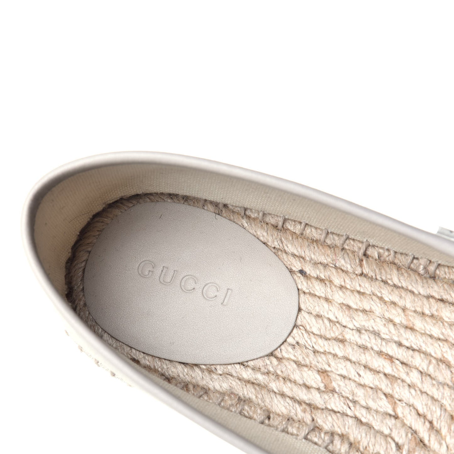 Washed Cotton Miro Soft Calfskin GG Monogram Espadrilles 37.5 White Mystic White