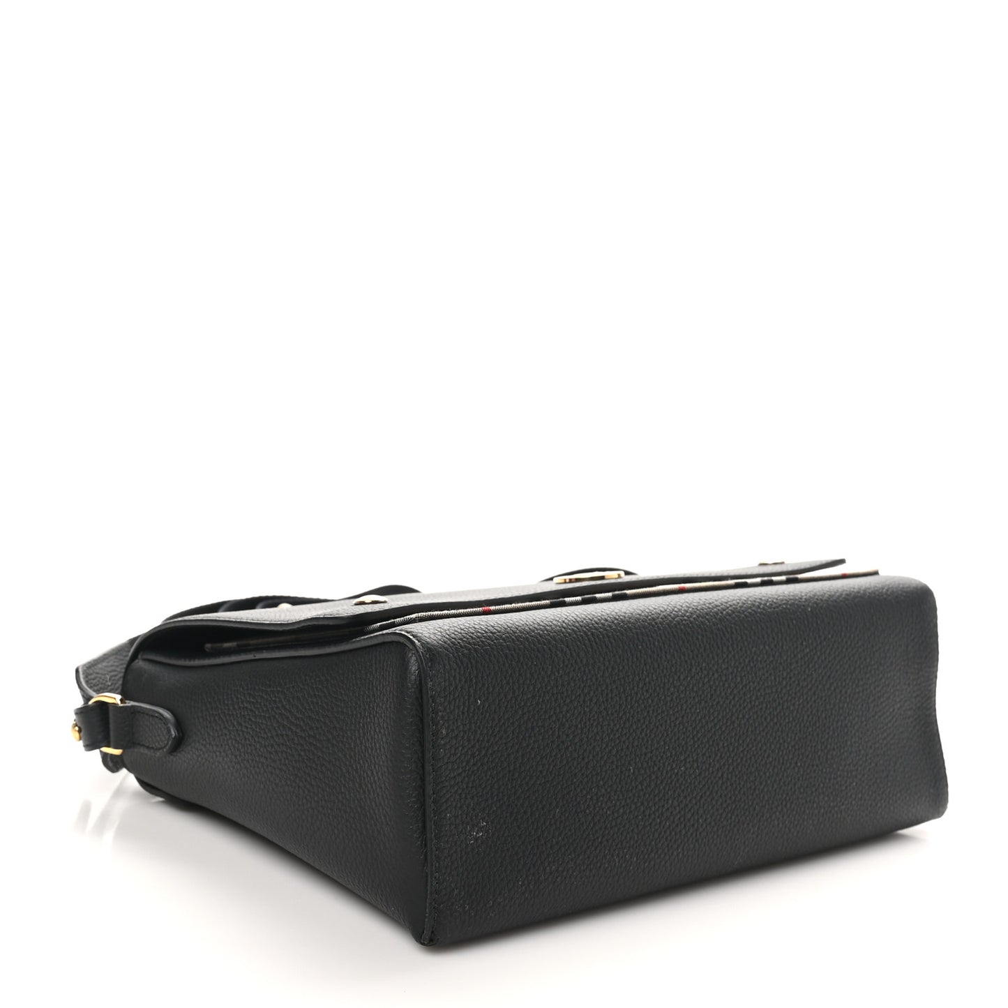 Grainy Calfskin Vintage Check Note Crossbody Bag Black