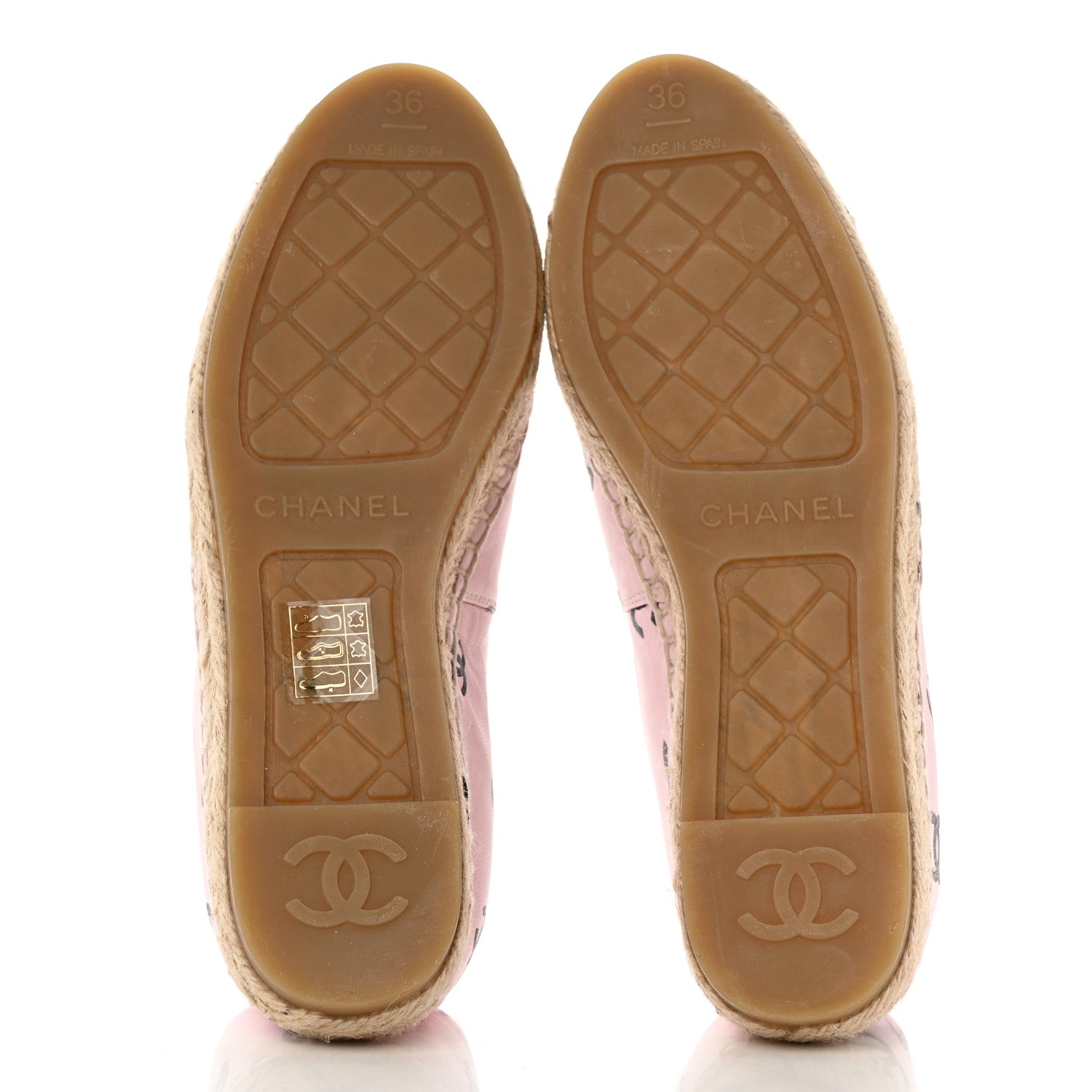 Chanel Lambskin Printed Coco Beach Espadrilles 36 Light Pink Black 5 of 10