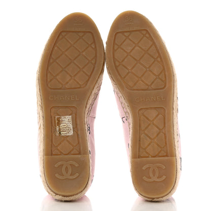Chanel Lambskin Printed Coco Beach Espadrilles 36 Light Pink Black 5 of 10