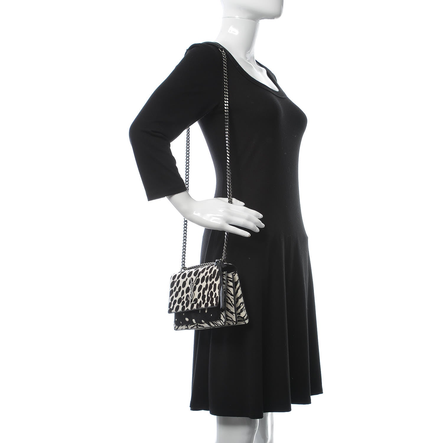 Saint Laurent Calf Hair Animal Print Small Monogram Sunset Shoulder Bag 2 of 8