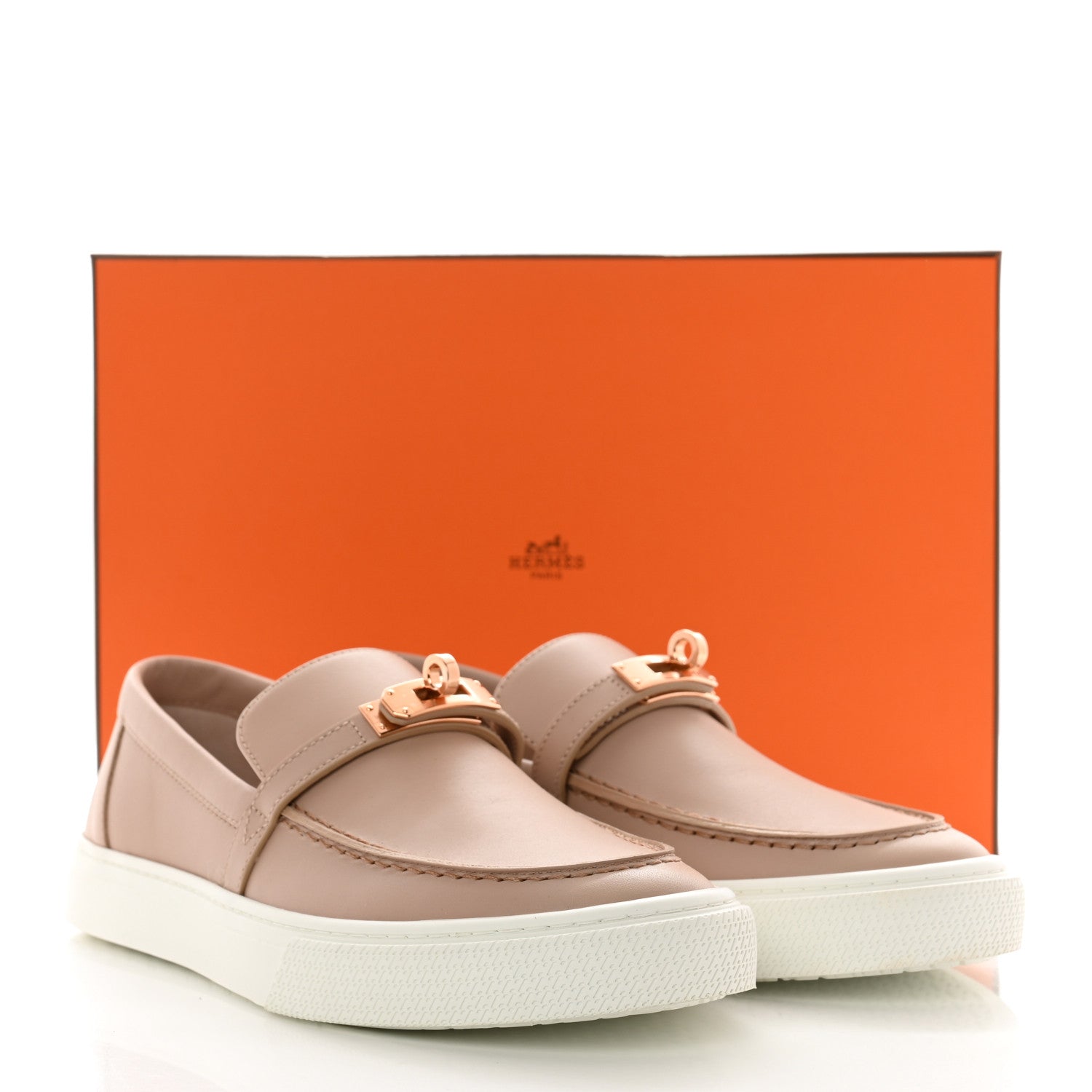Hermes Calfskin Game Slip On Sneakers 38 Beige Nude 8 of 8