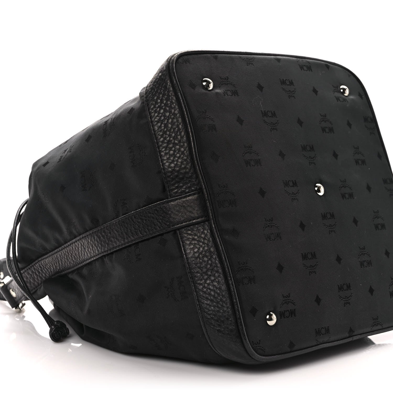 MCM Nylon Monogram Bucket Black 7 of 10