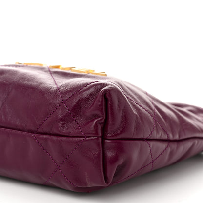 Chanel Shiny Calfskin Quilted Mini Chanel 22 Dark Purple 10 of 10