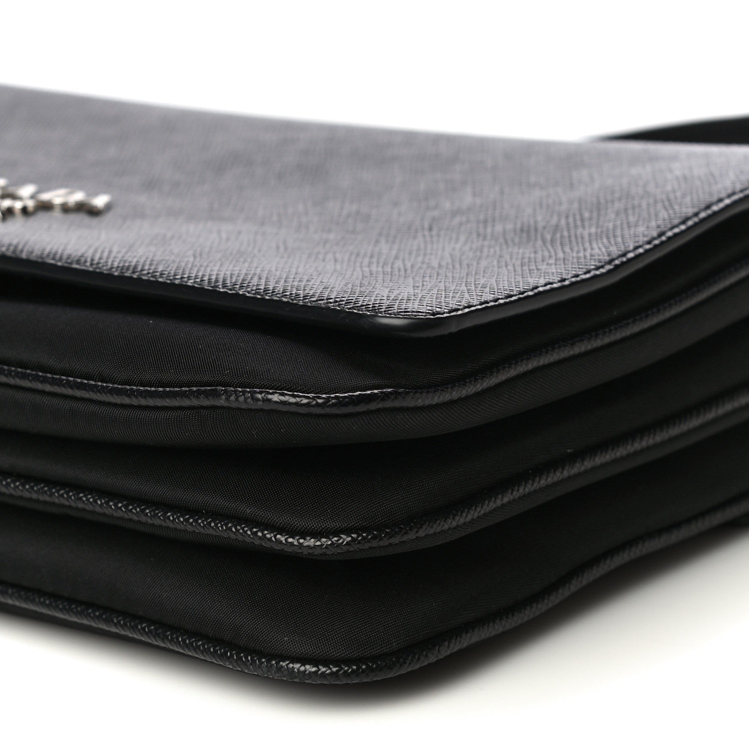 Prada Saffiano Tessuto Nylon Chain Shoulder Bag Black 11 of 13
