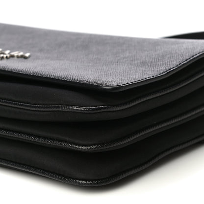 Prada Saffiano Tessuto Nylon Chain Shoulder Bag Black 11 of 13