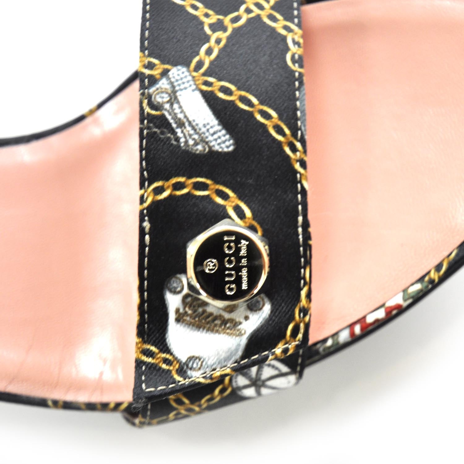 Gucci Satin Charmy Charm Print Heels 8.5 8 of 9