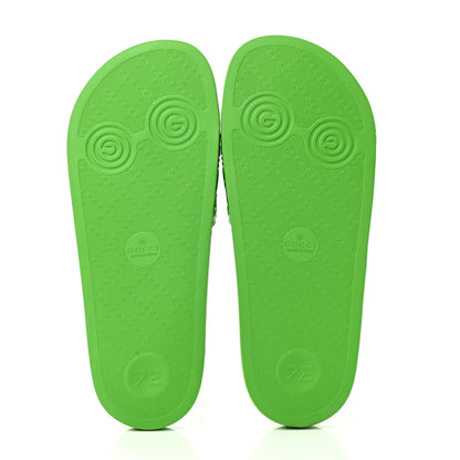 Gucci Rubber GG Monogram Perforated Mens Slide Sandals 6 Green 5 of 8