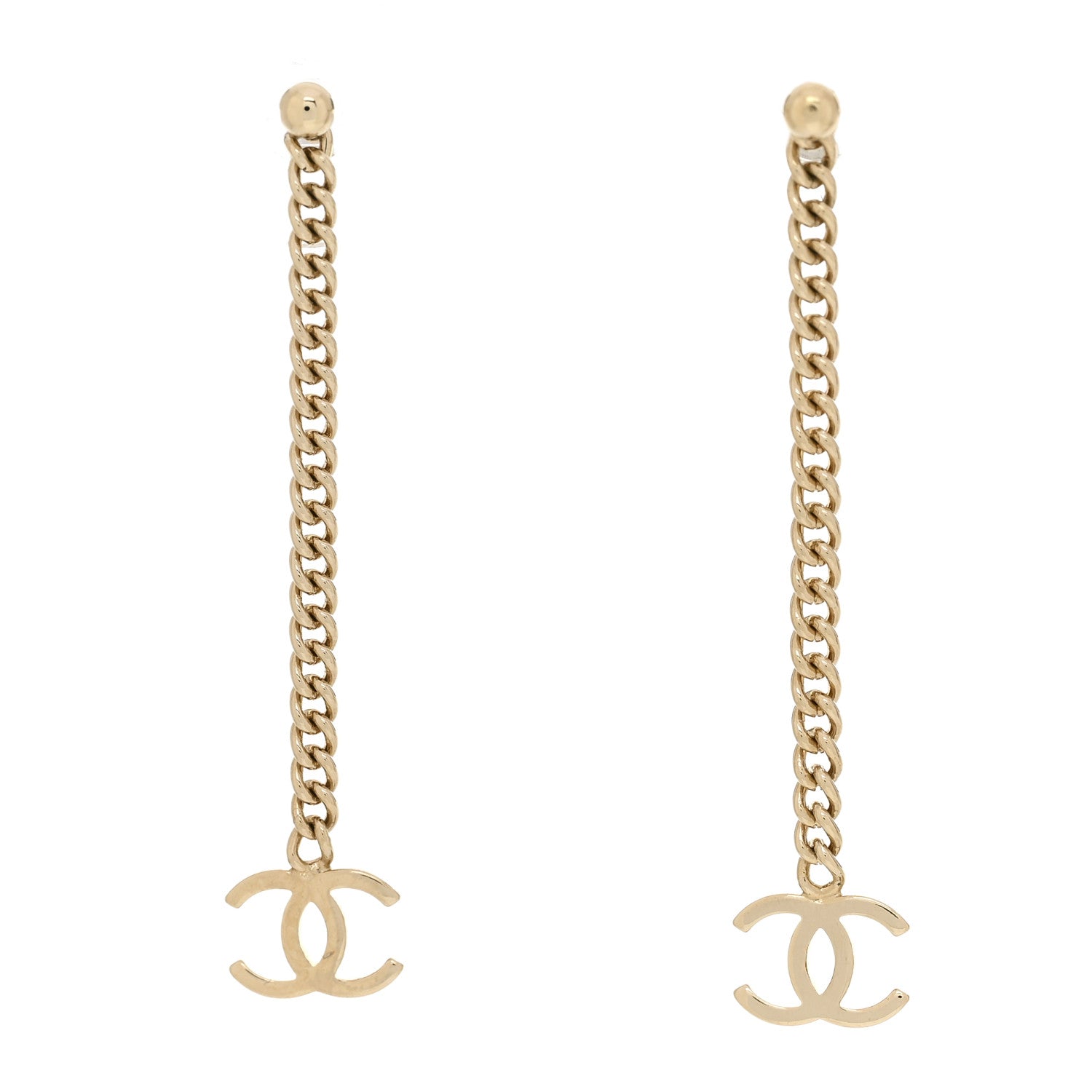 Chanel CC Long Drop Earrings Gold 1 of 4